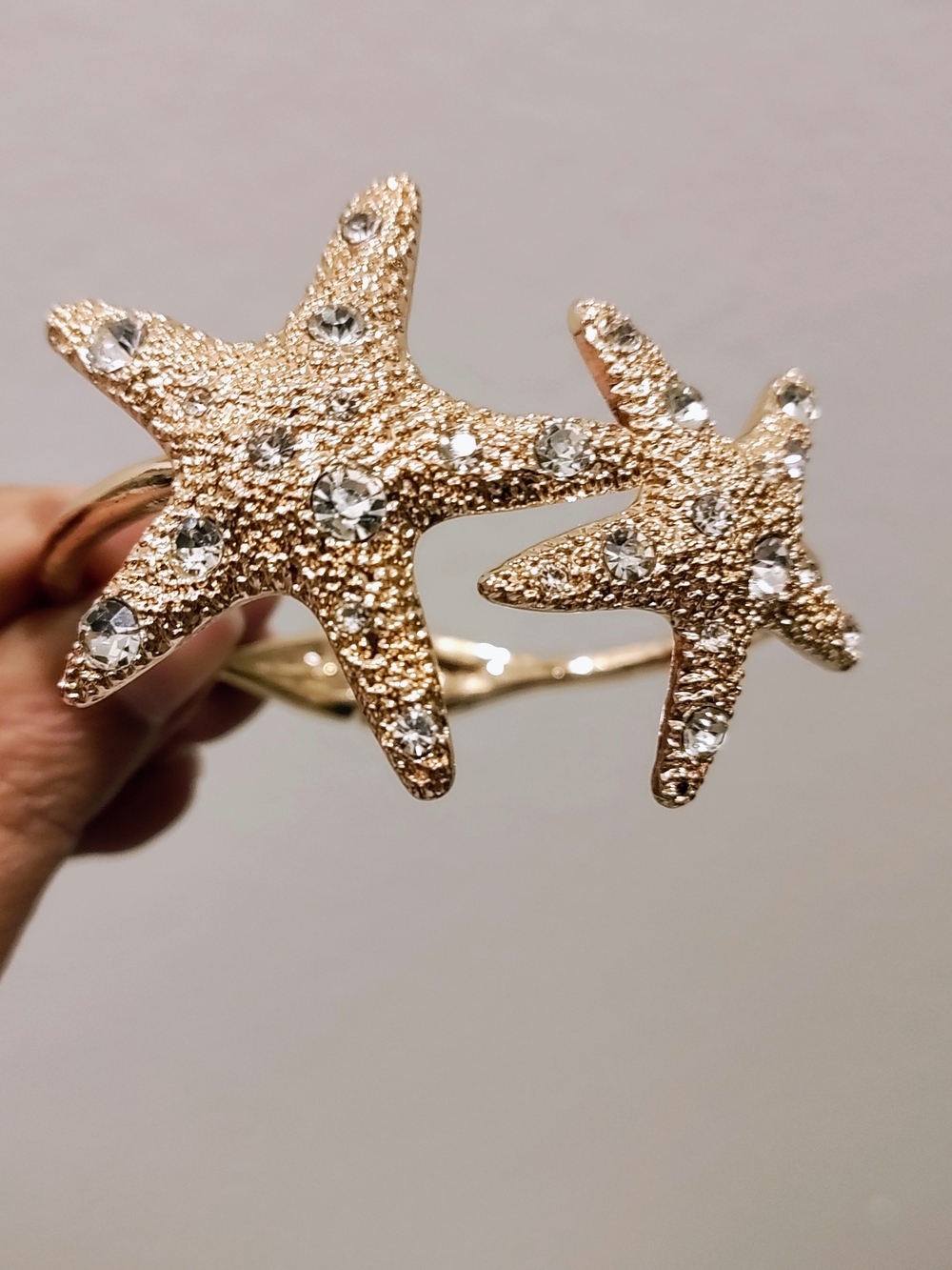 INC International Concepts Gold Starfish Cuff Bracelet with Clear Crystals